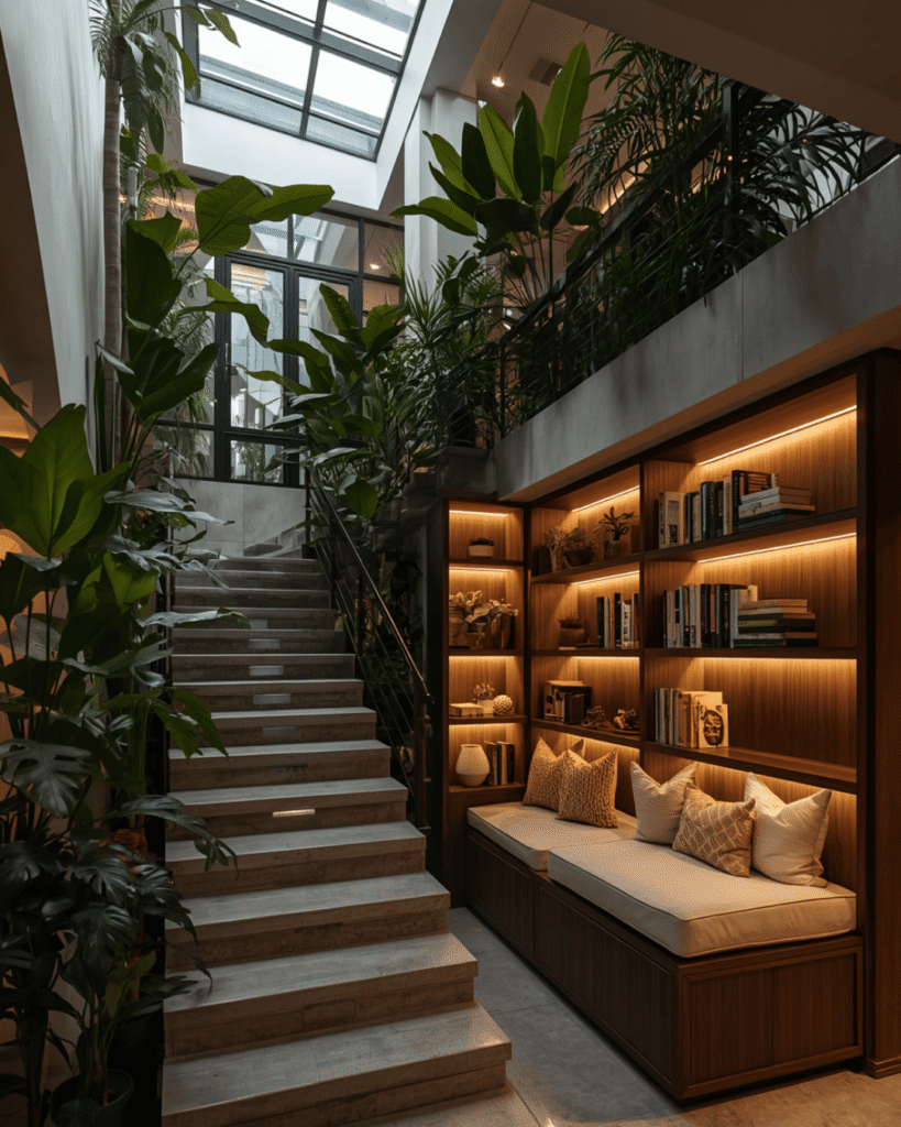 1. Cozy Under Stair Reading Nook Design Ideas 