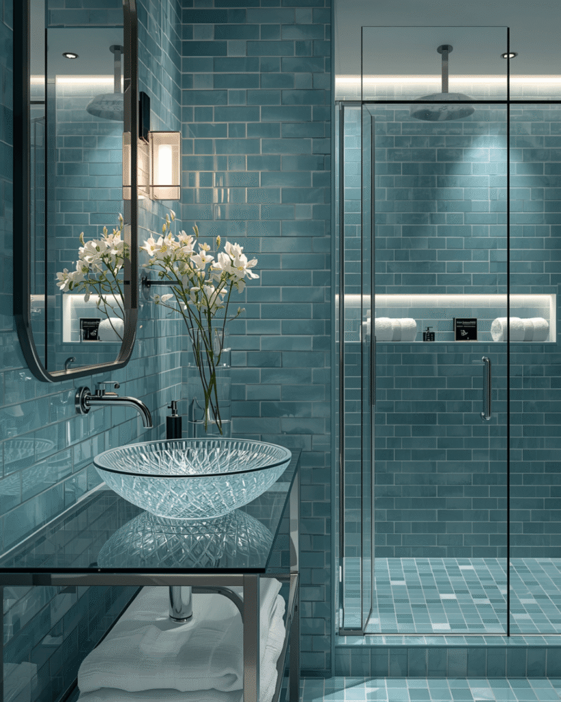 1. Elegant Aqua Blue Bathroom Design for Luxury