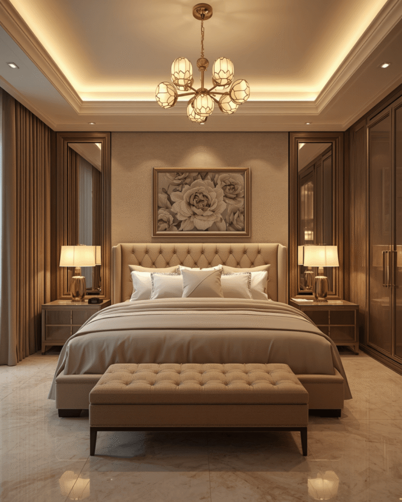 1. Elegant Beige Bedroom Design Ideas