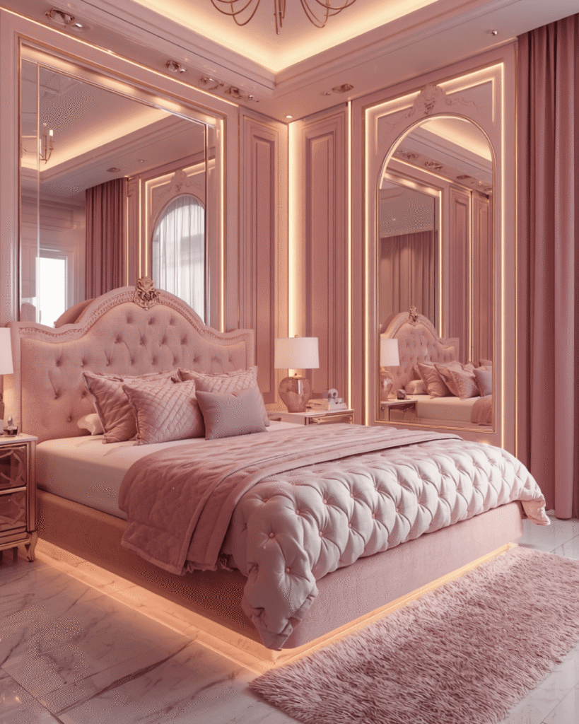 1. Luxury Blush Pink Bedroom Interior Design Ideas