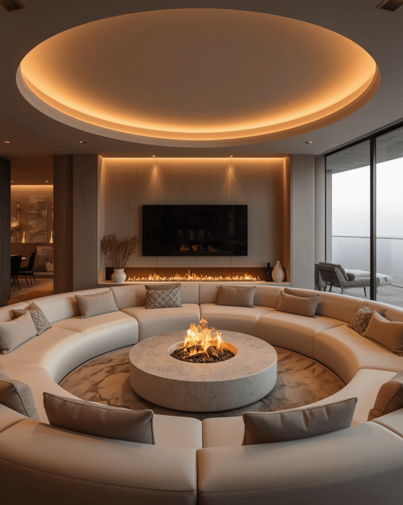 1. Luxury Circular Living Room Design Ideas