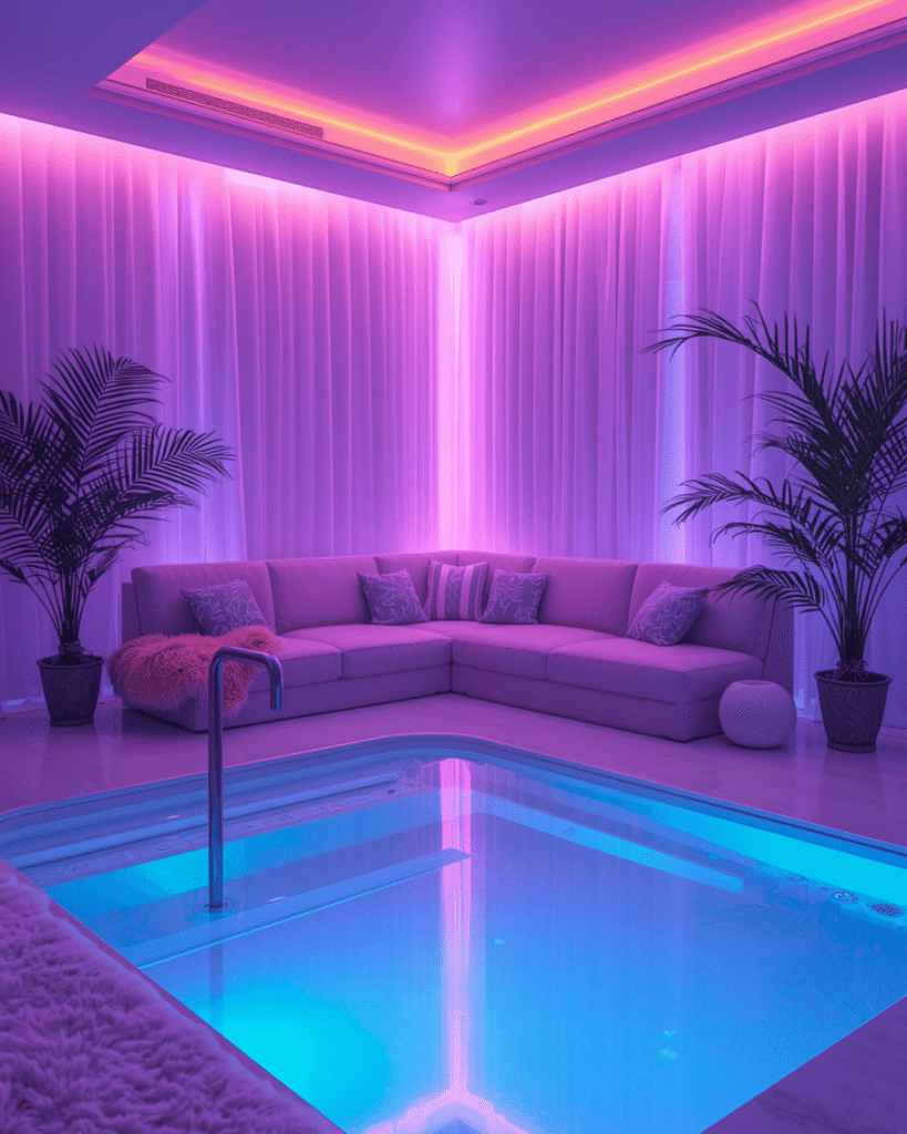 3. Cozy Luxury Jacuzzi Lounge with LED Lighting