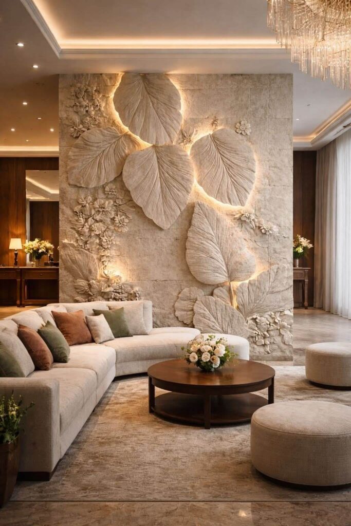 1. Luxury Leaf Wall Art Ideas for Elegant Living Rooms
