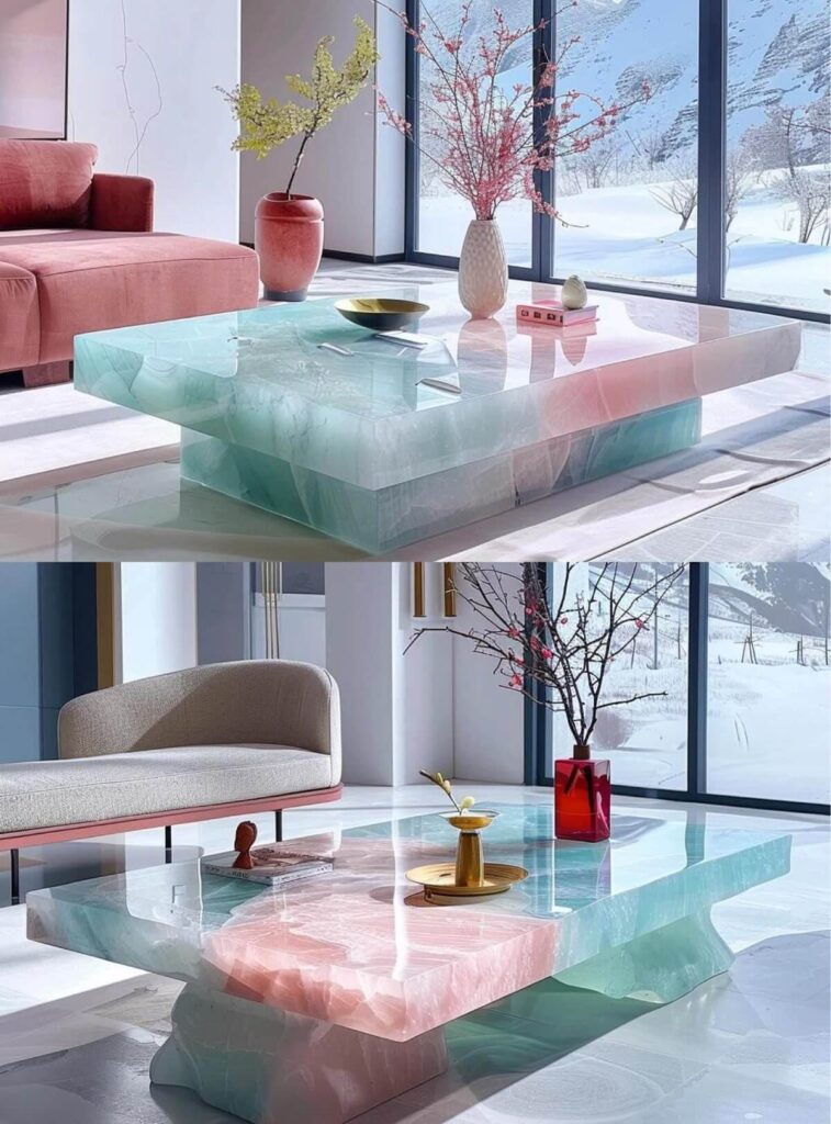 1. Luxury Pastel Resin Coffee Table Ideas