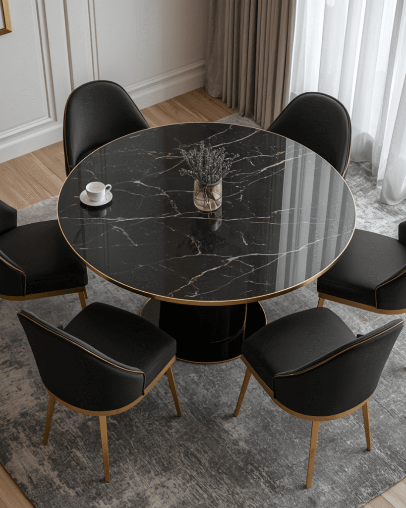 1. Modern Black Marble Dining Table Ideas