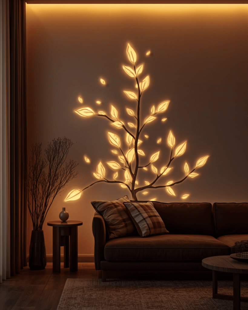1. Modern LED Leaf Wall Lighting Ideas 