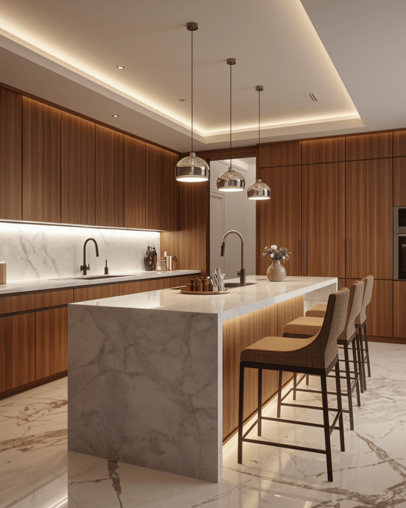 1. Modern Luxury Kitchen with Elegant LED Lighting