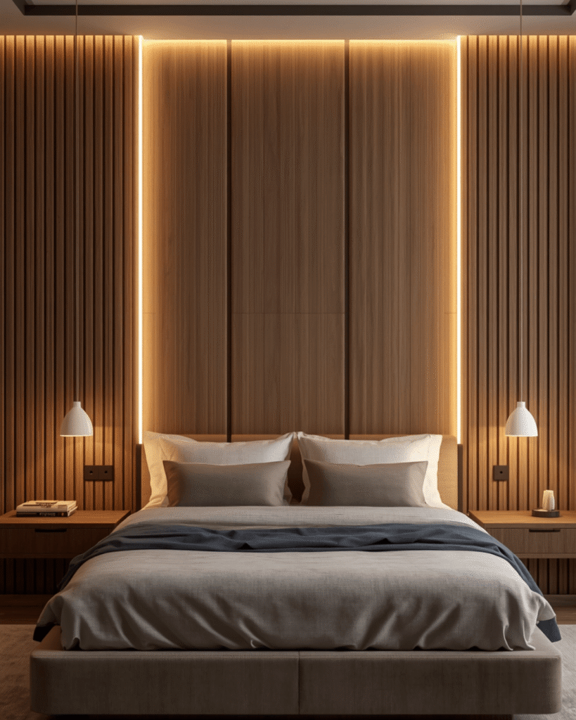 1. Modern Minimalist Bedroom Design with Soft LED Wall Lighting Ideas