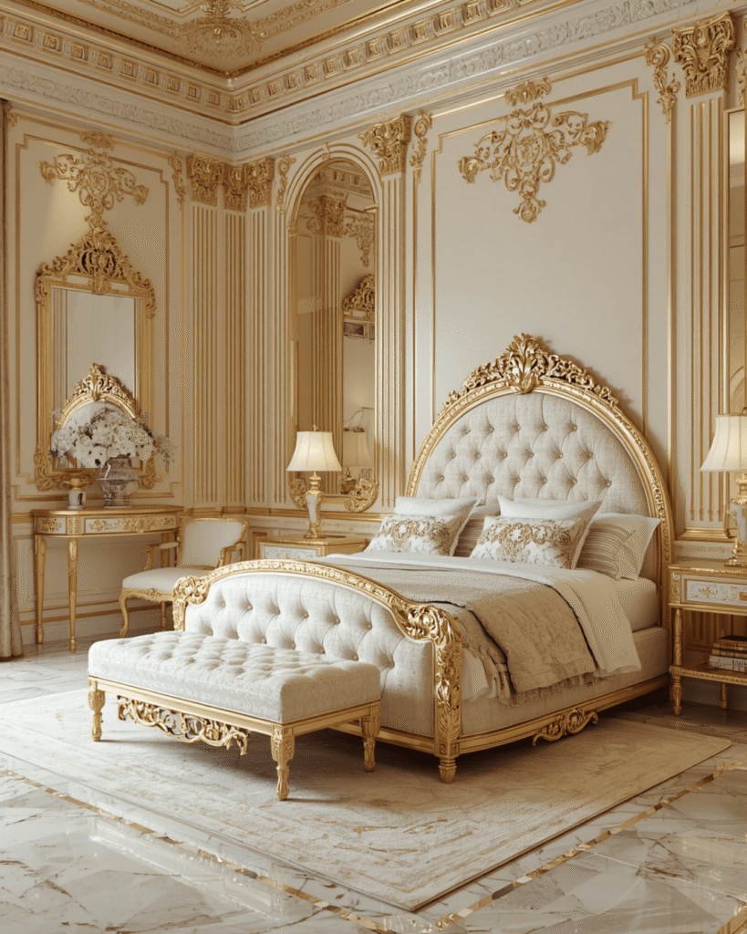 1. Royal Luxury Bedroom Design with Golden