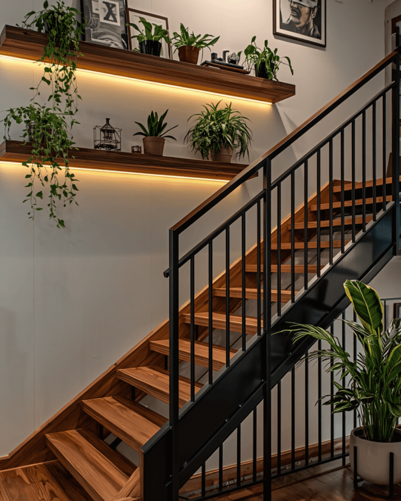 10. Elegant Staircase Interior Design Ideas with Natural Elements
