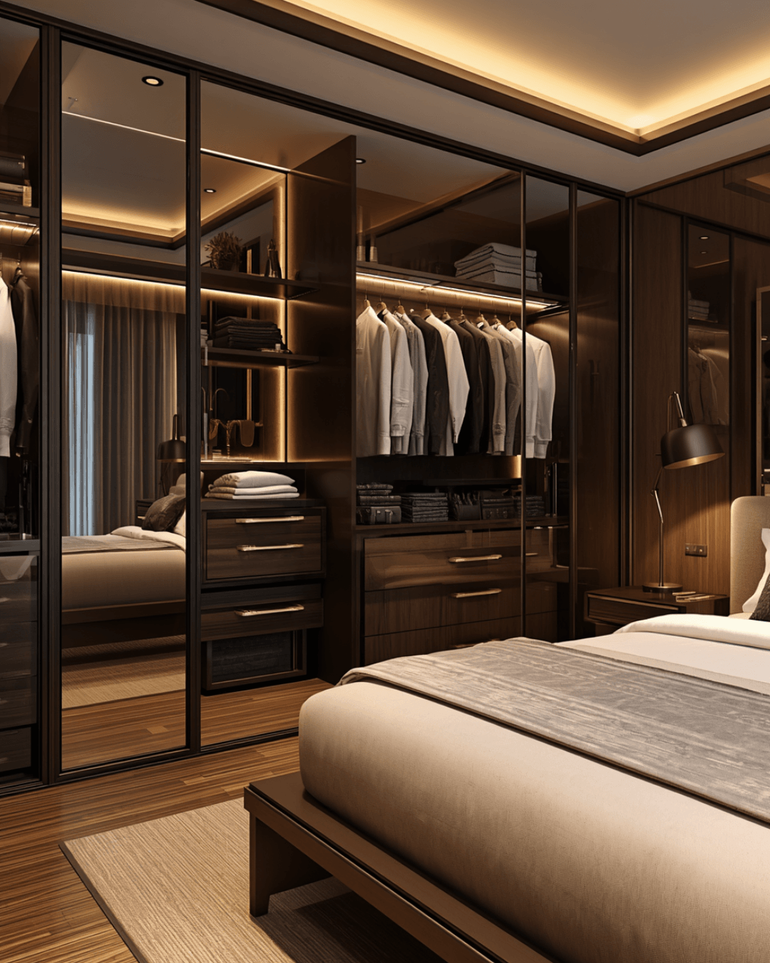 10. Premium Modern Bedroom Interior with Walk-In Wardrobe