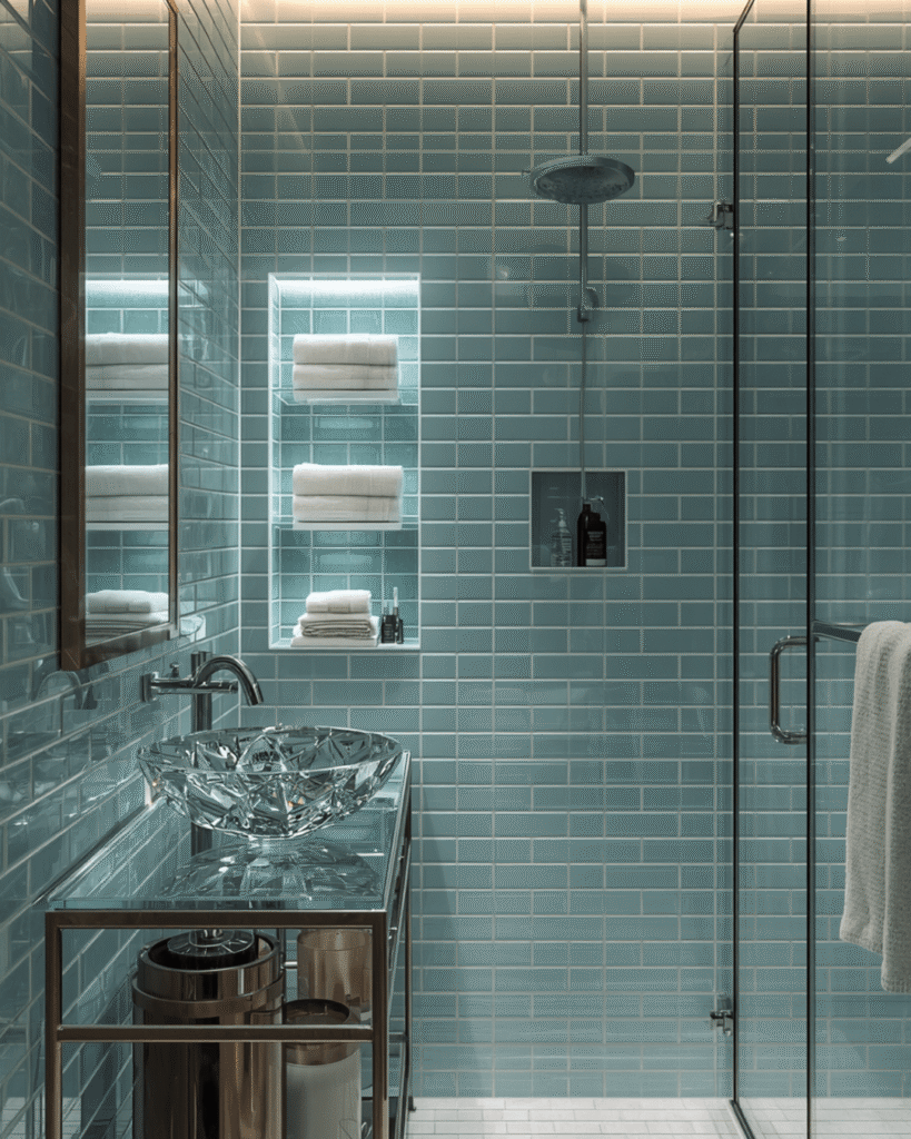 10. Sophisticated Aqua Bathroom for Modern