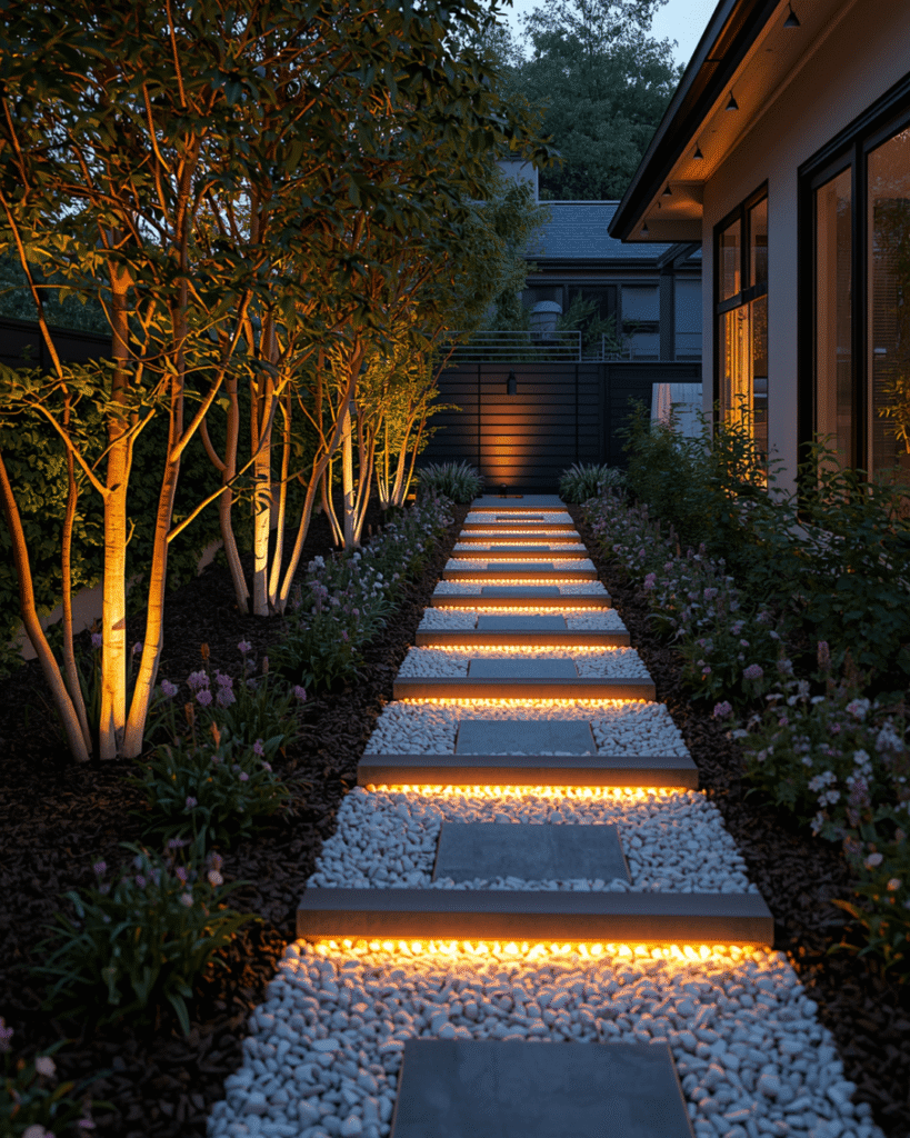 2. Elegant Backyard Pathway Lighting Design Ideas
