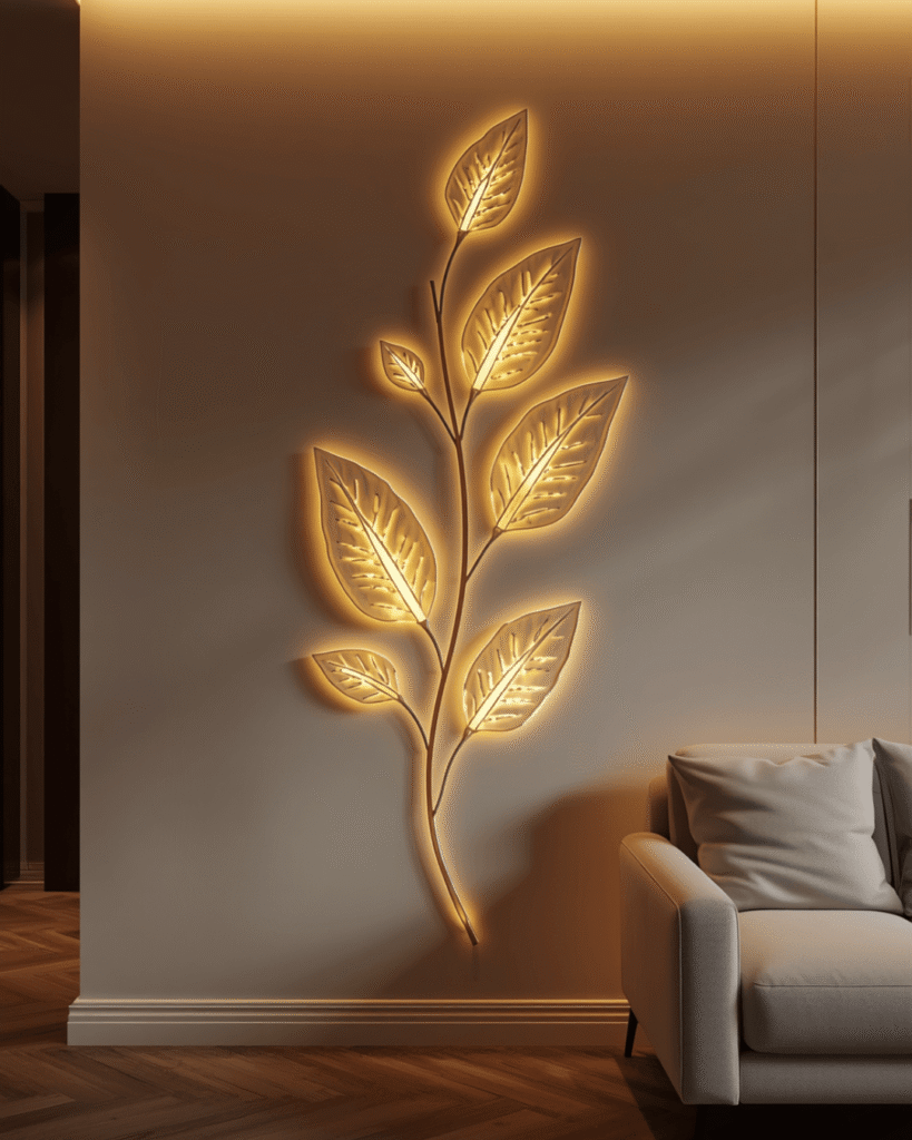 2.  Elegant Wall Lighting Decor Ideas with Nature