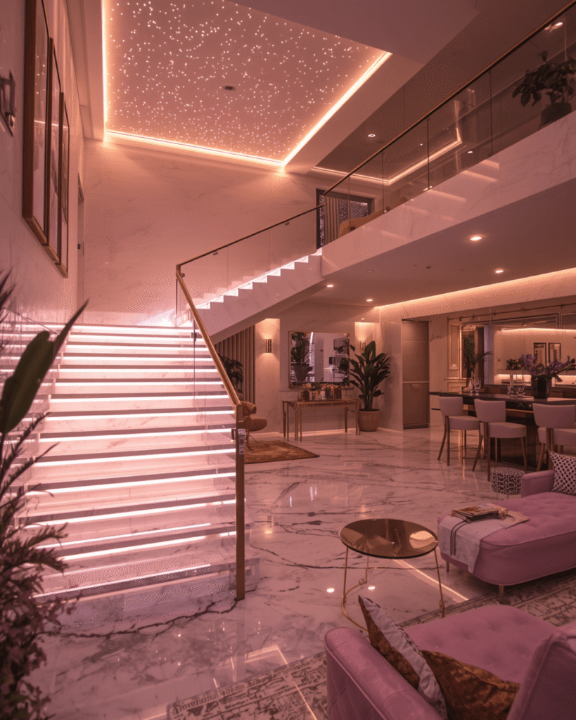 2. Luxury Loft Apartment Interior with LED Lighting