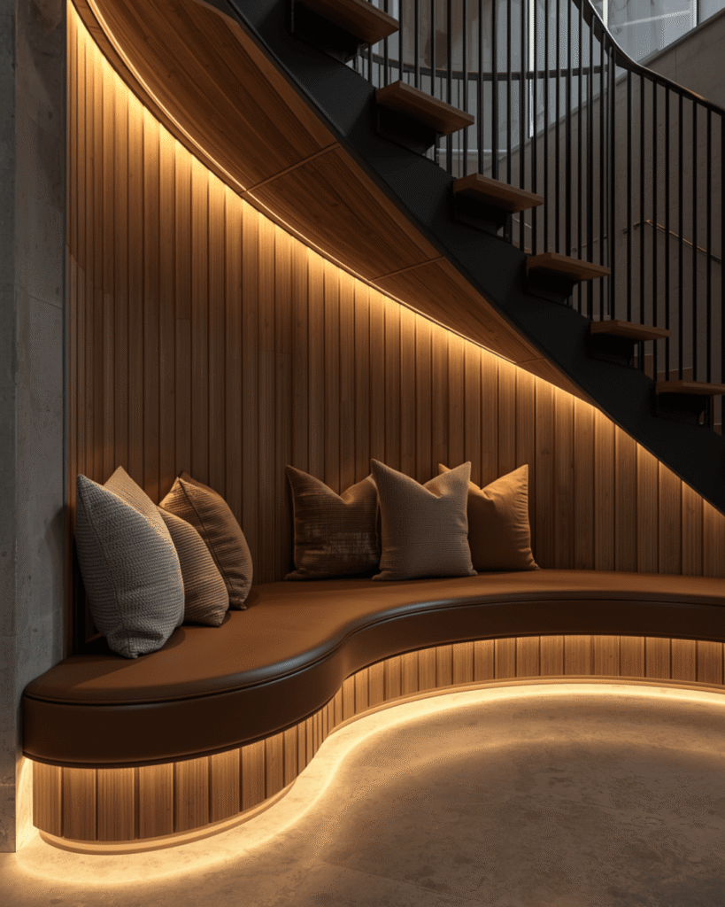 2. Luxury Under Stair Lounge Ideas for Contemporary Interiors