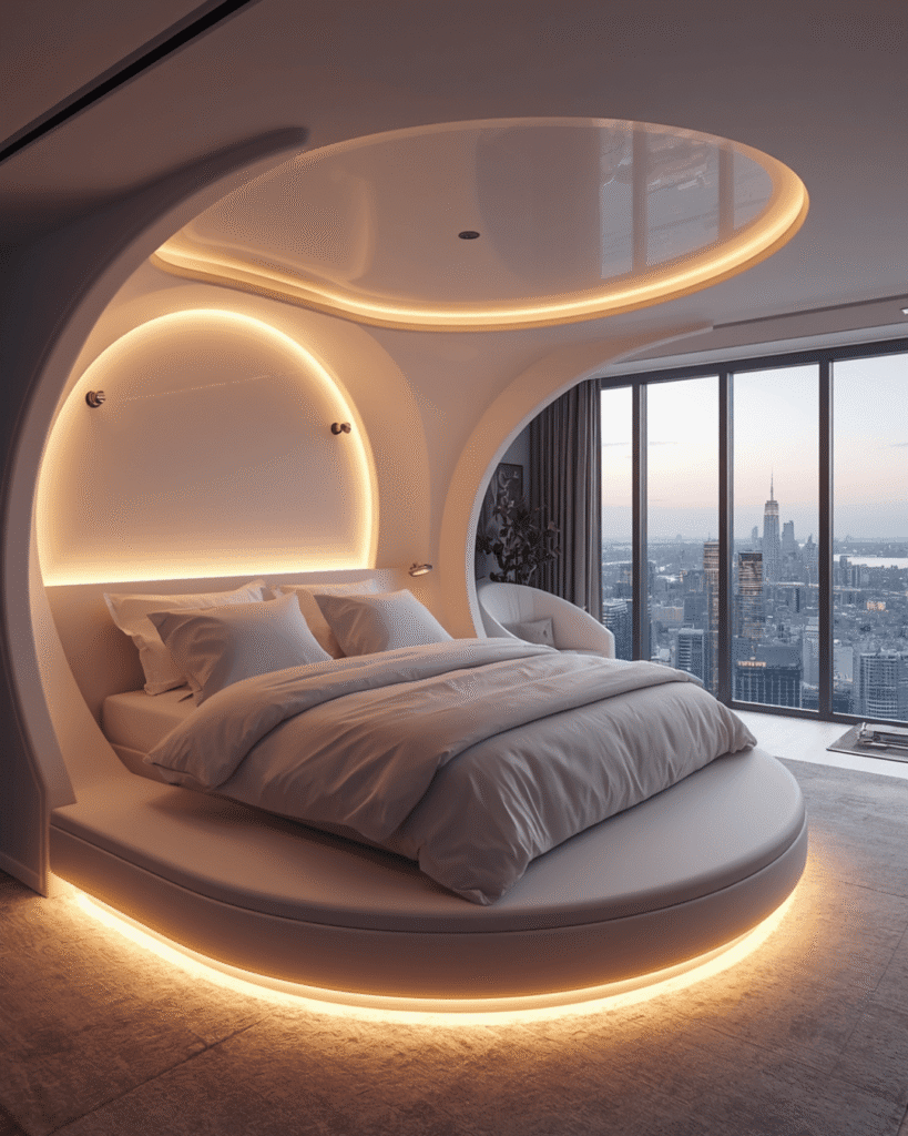 2. Modern Minimalist Bedroom with Space-Saving Bed 