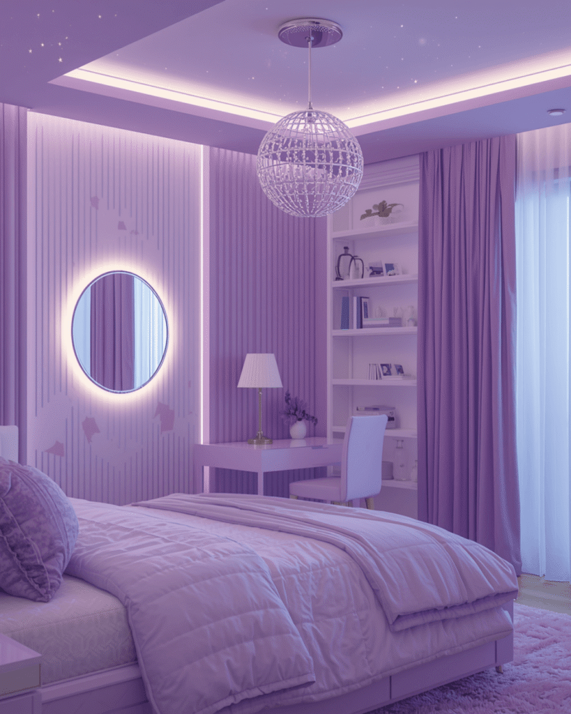3. Dreamy Purple Bedroom Decor for Contemporary Homes