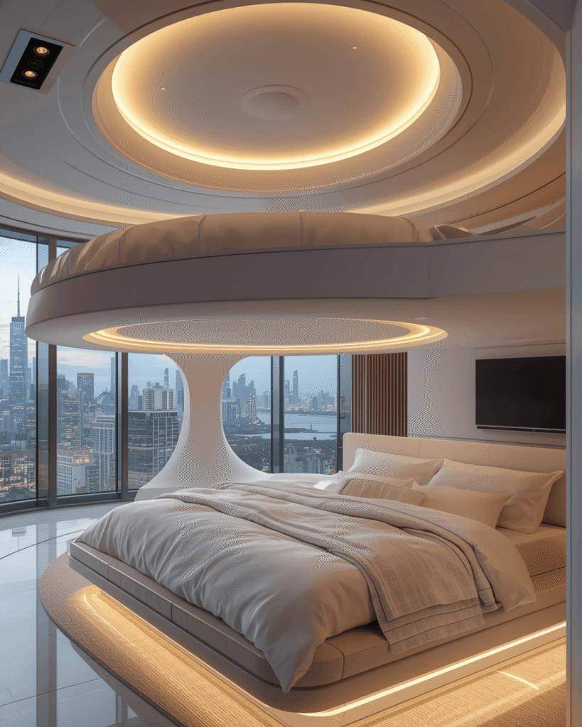 3. Luxury Futuristic Bedroom Inspiration with Soft Lighting