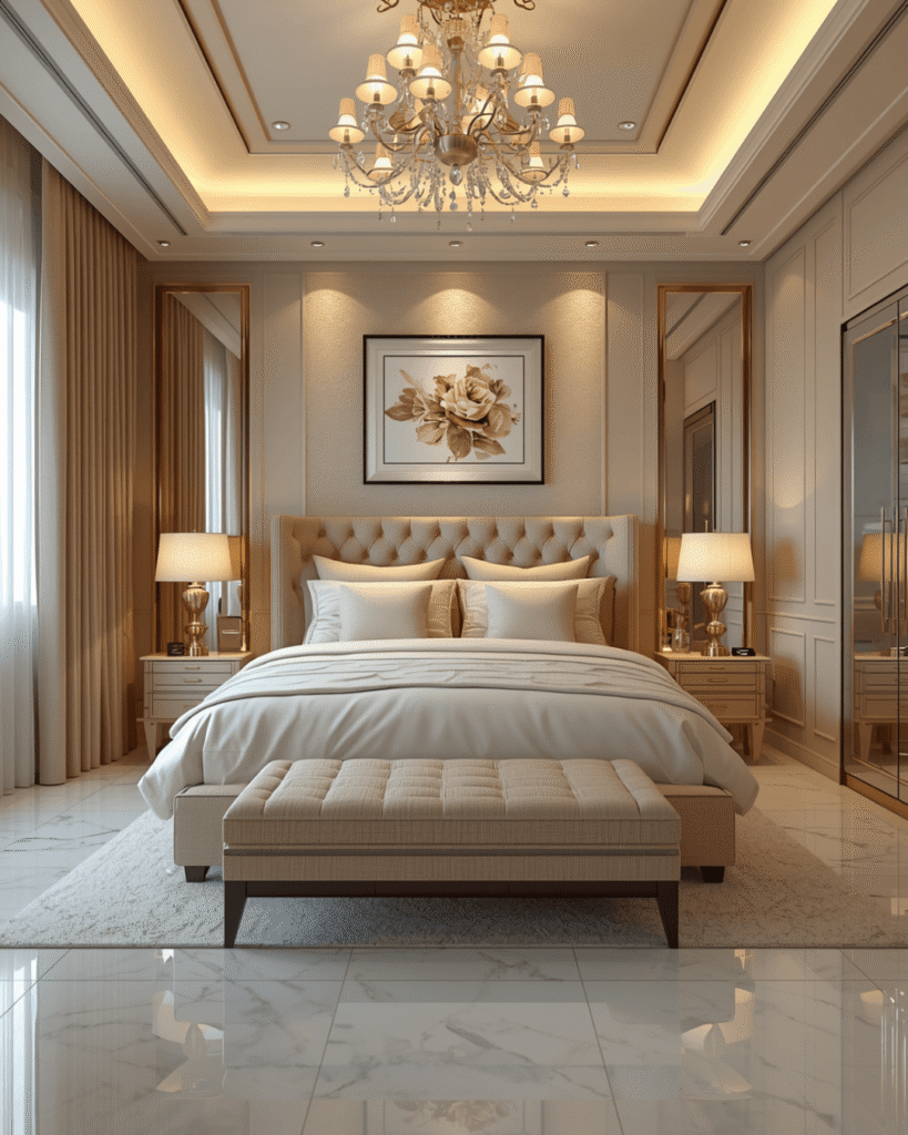 3. Modern Minimalist Bedroom With Warm Lighting