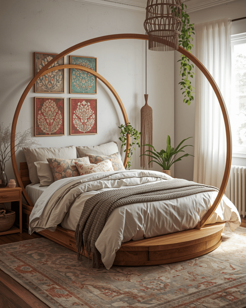 3. Small Boho Bedroom Design with Smart Layout
