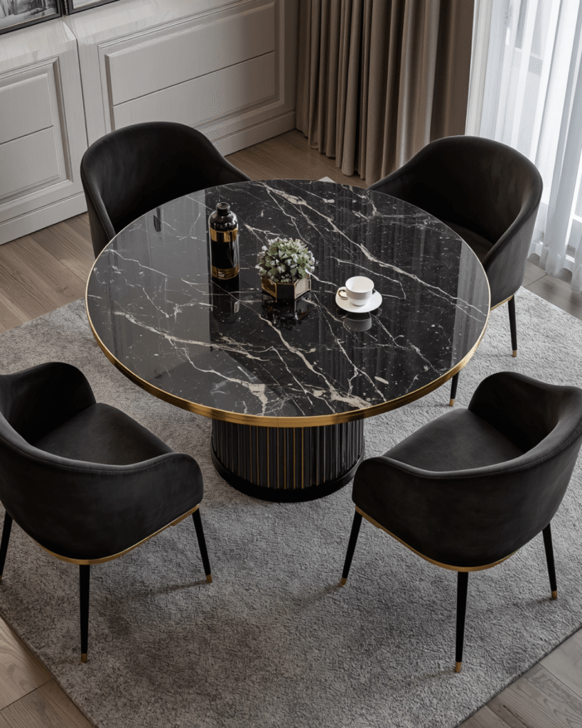 3. Stylish Round Dining Table Setup Ideas