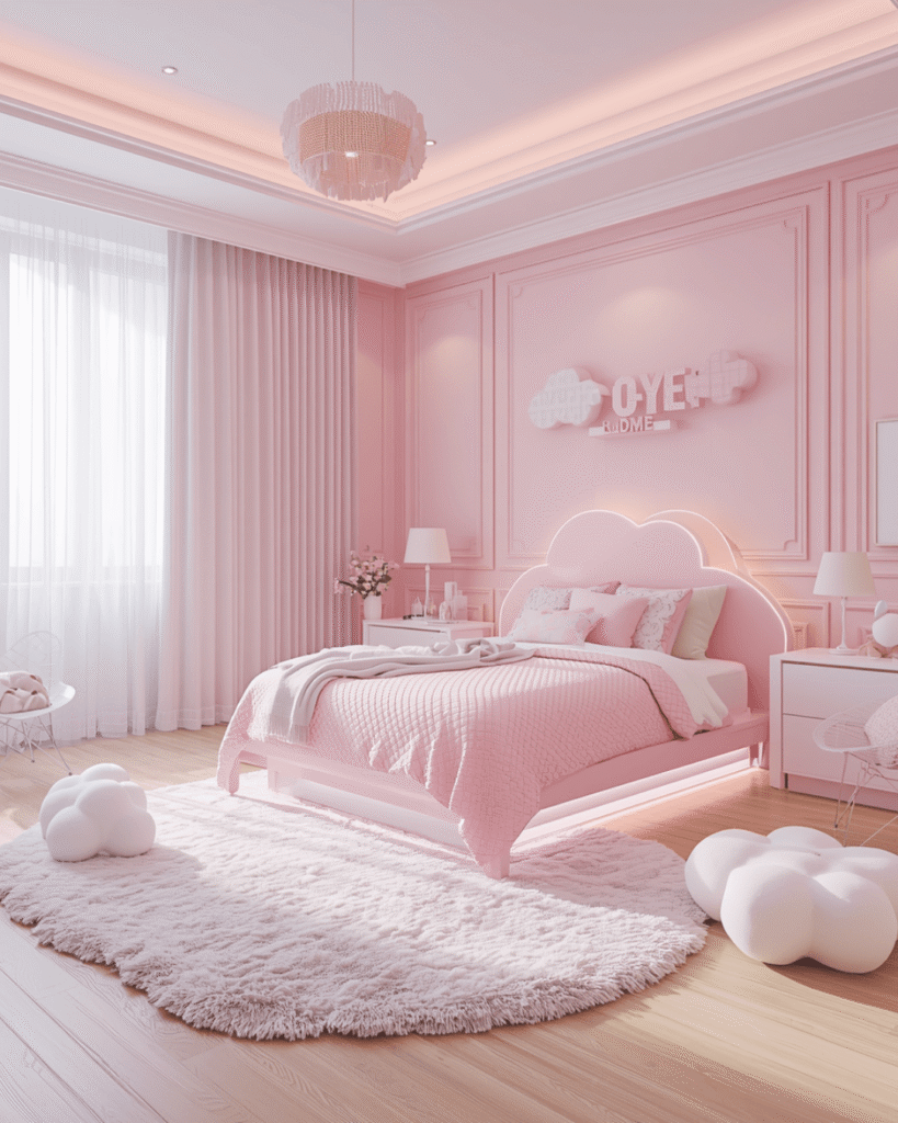 3.Soft Pink Luxury Bedroom for Modern Kids
