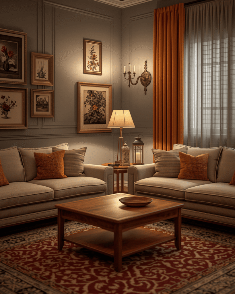 4. Aesthetic Living Room Ideas with Decorative Lighting 