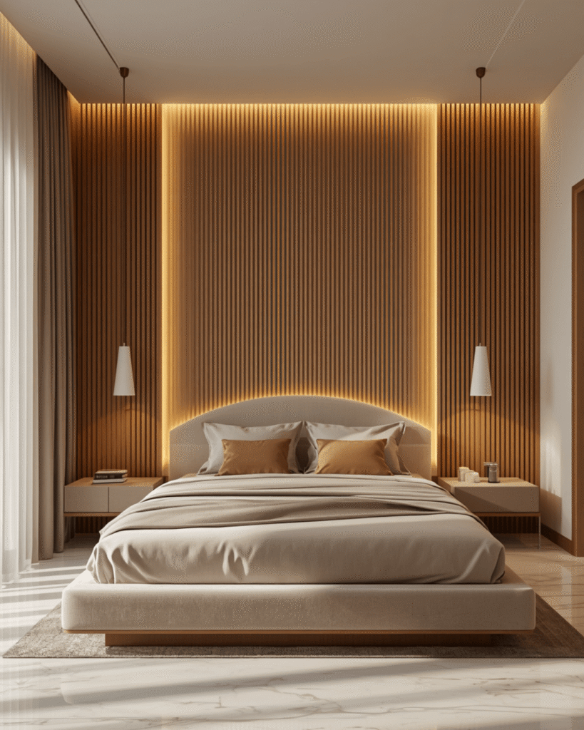 4. Contemporary Bedroom Setup with Soft Beige Color Palette Inspiration