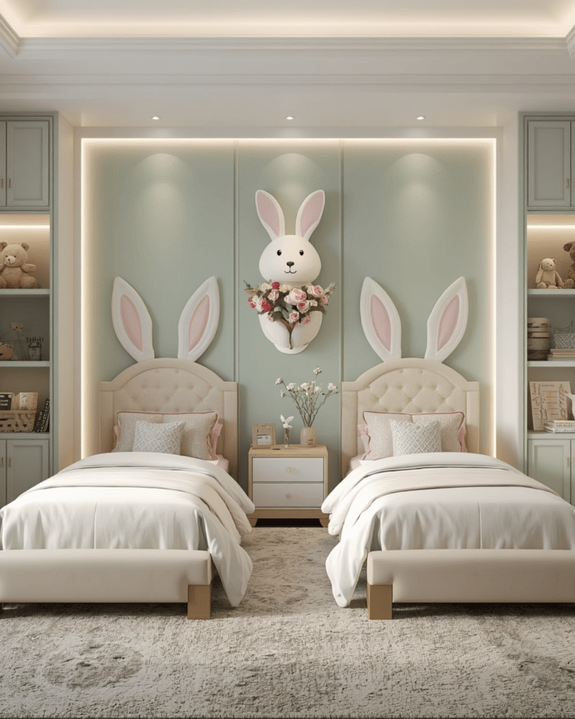 4. Elegant Kids Room Inspiration with Soft Green Interiors