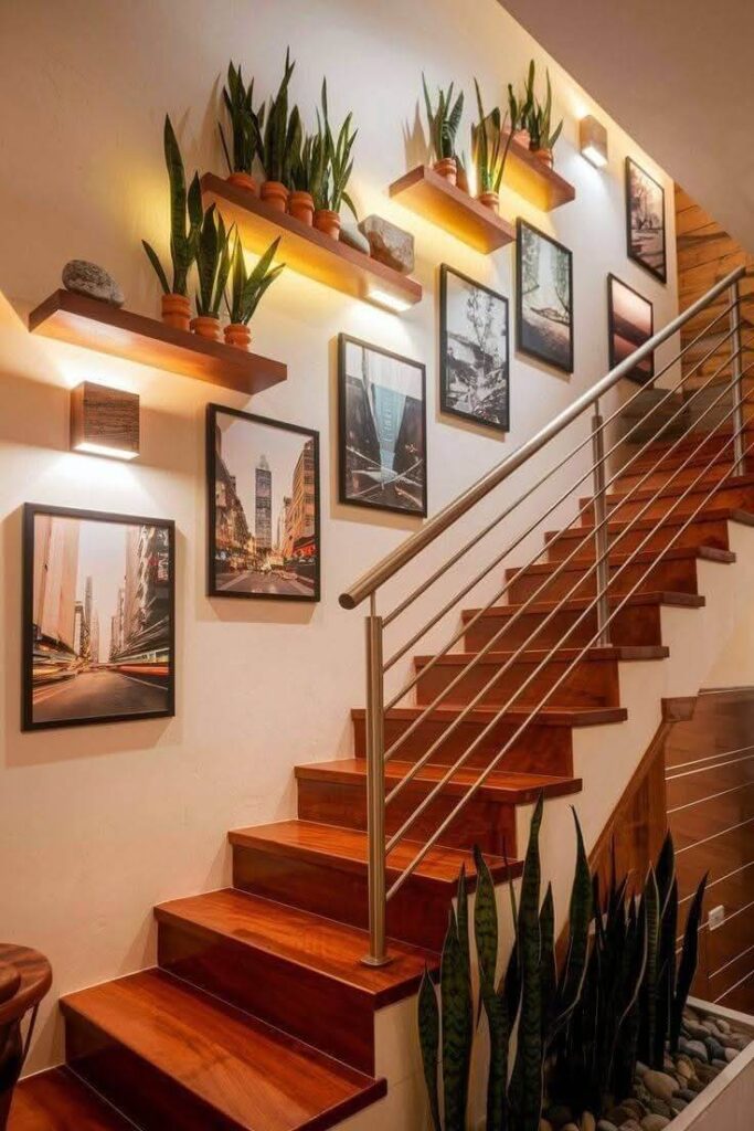 4. Indoor Plant Decor Ideas for Staircase Walls