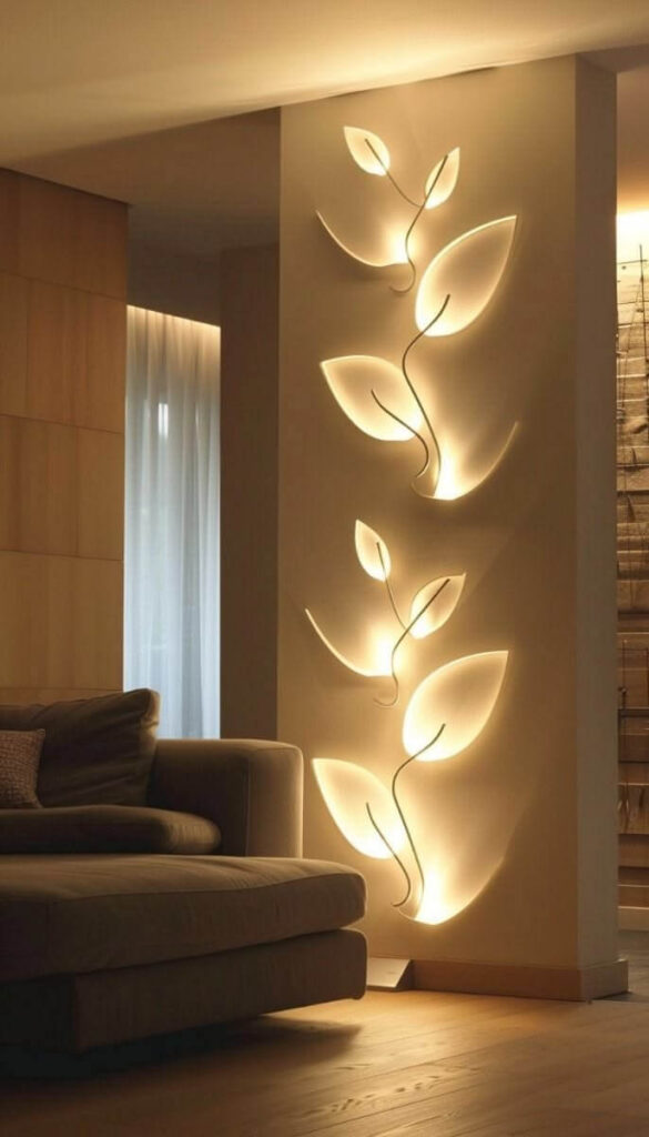 4. Minimalist Wall Decor with LED Lighting 
