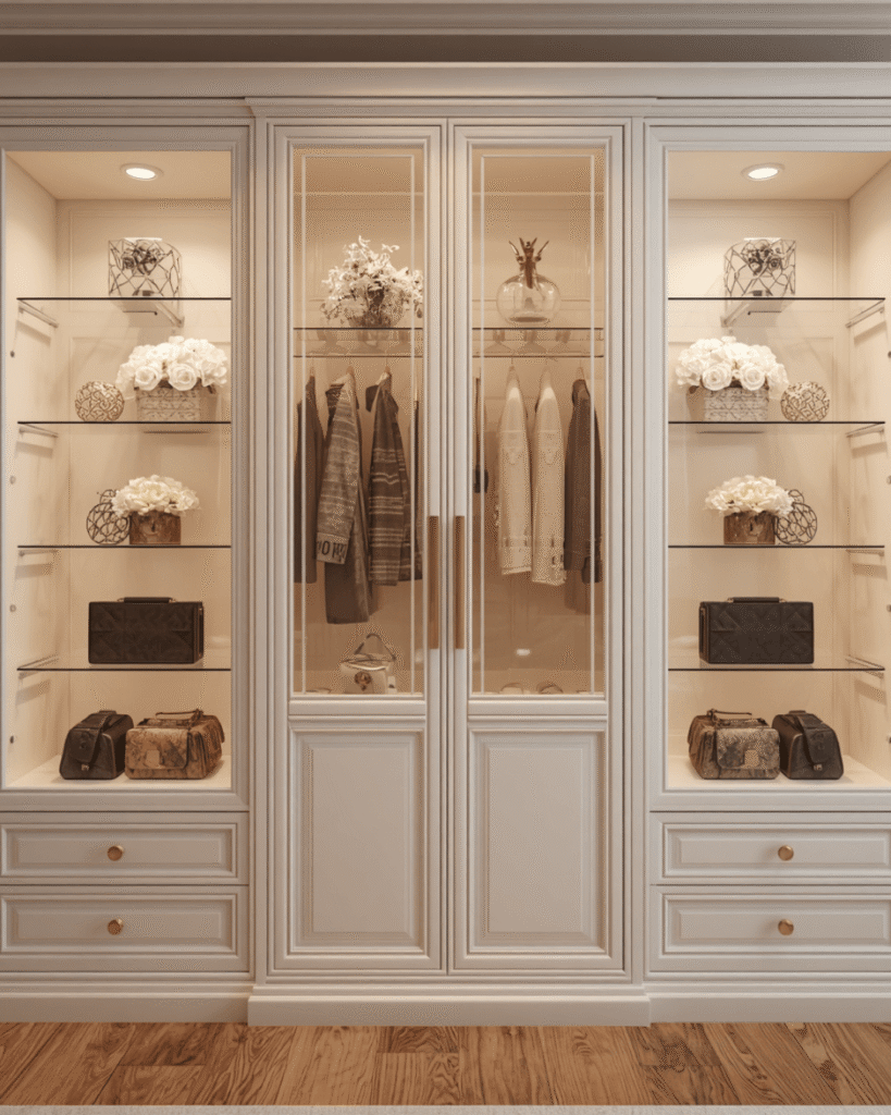 4. Minimalist Wardrobe Design With Gold Accents