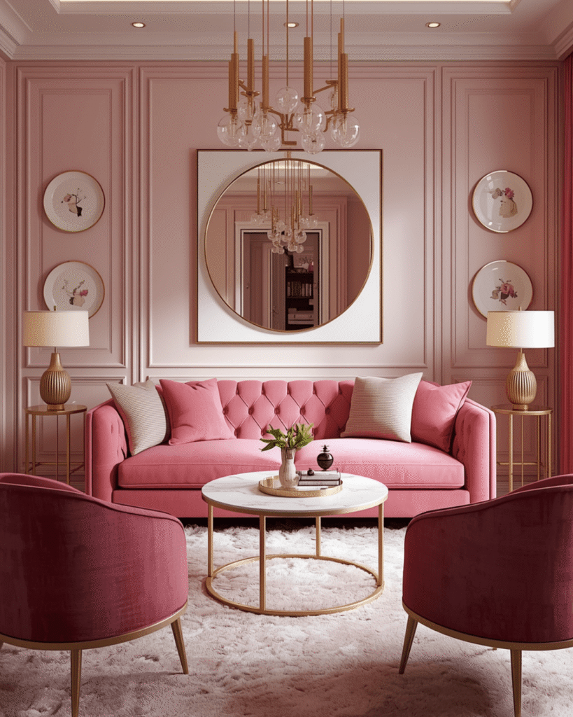 4. Soft Aesthetic Living Room Ideas with Neutral Pink Color Palette