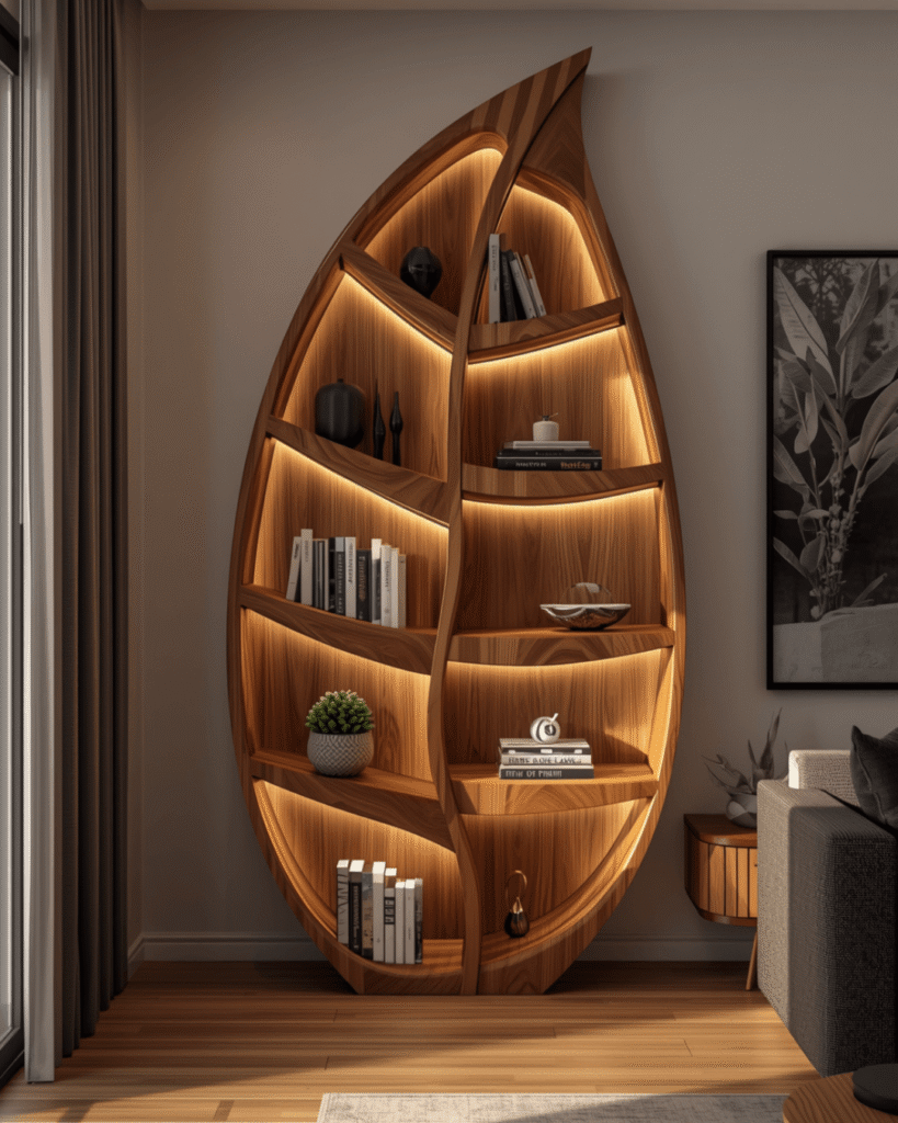 4.Luxury Wooden Display Shelf for Modern Living Spaces