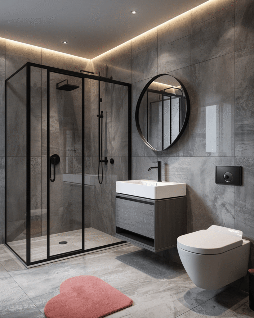 4.Minimalist Bathroom Inspiration with Black and Grey Accents