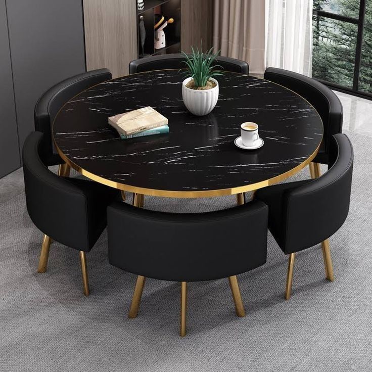 Modern Black Marble Dining Table & Luxury Dining Room Decor