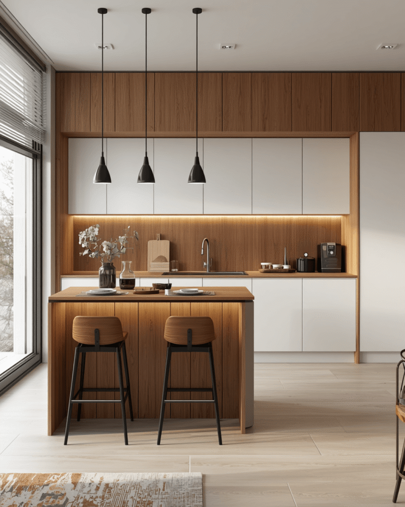 5. Elegant Small Kitchen Design with Breakfast Bar