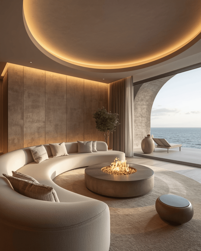 5. Luxury Open Concept Living Room with Warm 
