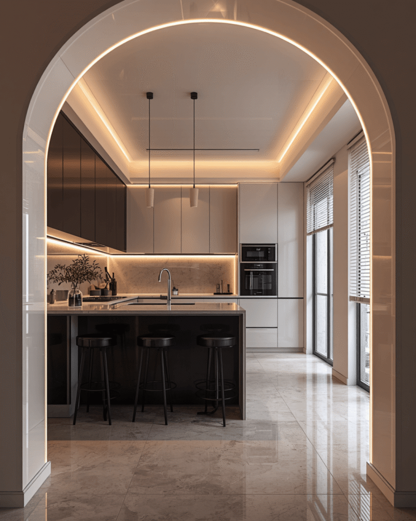 5. Modern Kitchen Counter Ideas with Built-In Seating