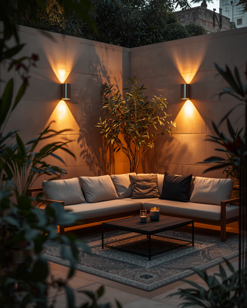 5. Modern Patio Garden Ideas with Decorative Lighting