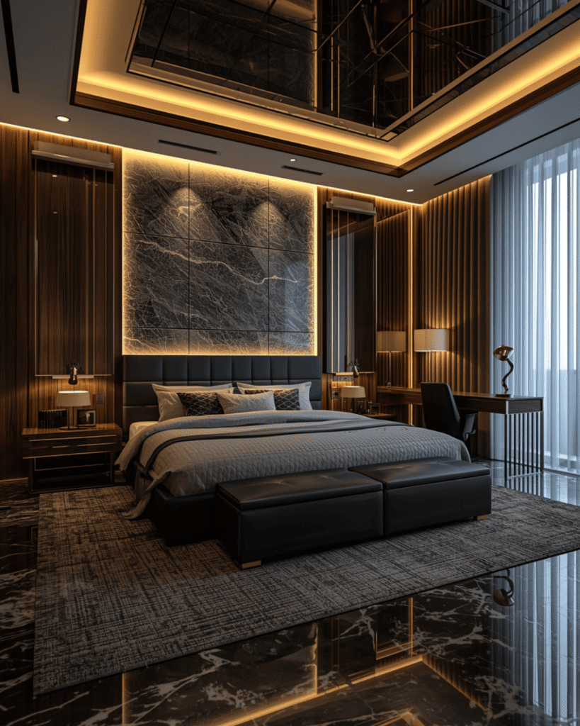 5. Stylish Modern Bedroom with Warm Ambient 
