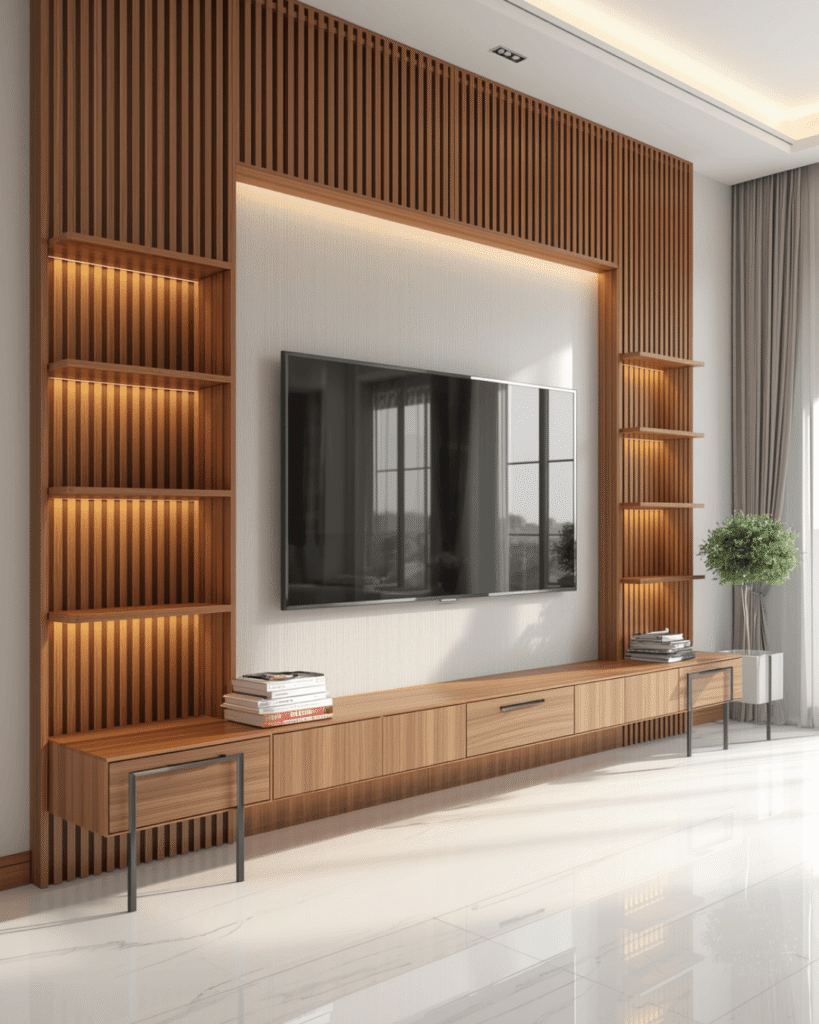 5.  Stylish Wooden Interior Design with Ambient 