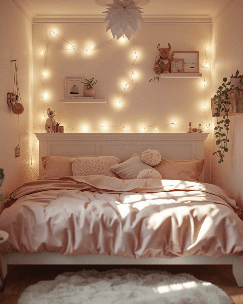 6. Elegant Bedroom Styling with Neutral Colors and Soft Lighting