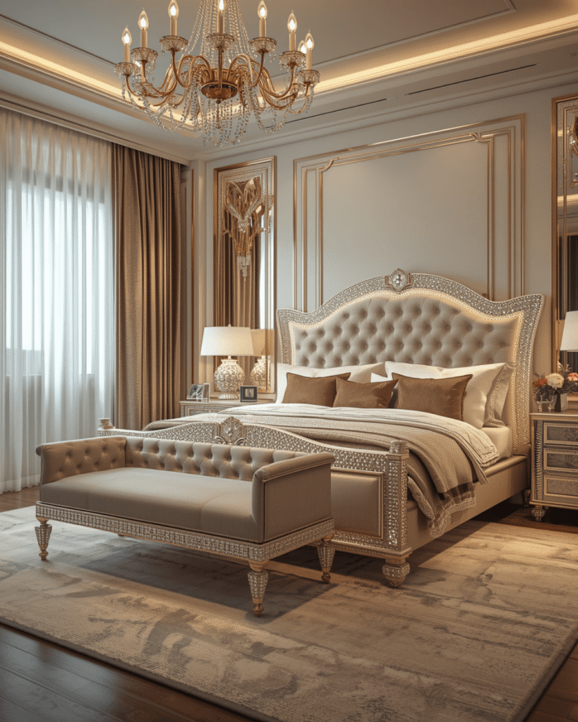 6. Luxury Hotel Style Bedroom Inspiration With Crystal Decor