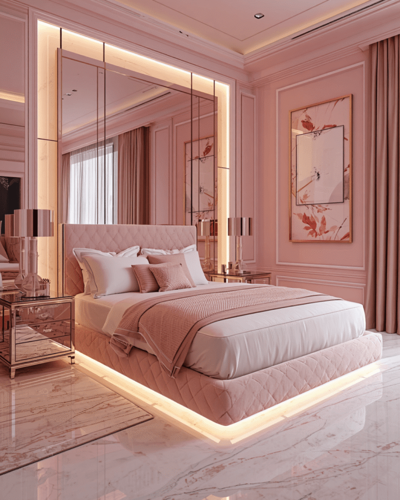 6. Stylish Pink and Gold Bedroom Decoration Ideas