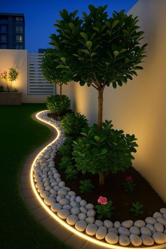 8. Low-Maintenance Modern Landscape Design with Stones