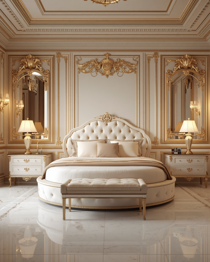 7.  Dream Royal Bedroom with Marble Flooring