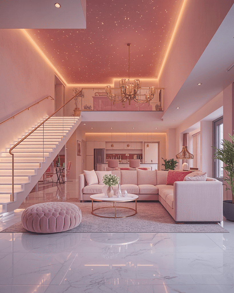 7. Luxury Duplex Apartment Design with Star Ceiling