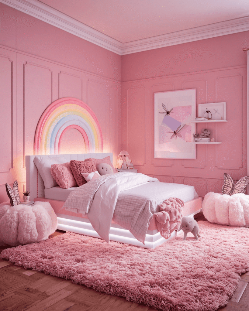 7.Luxury Pink Bedroom with Cozy Cloud Decor